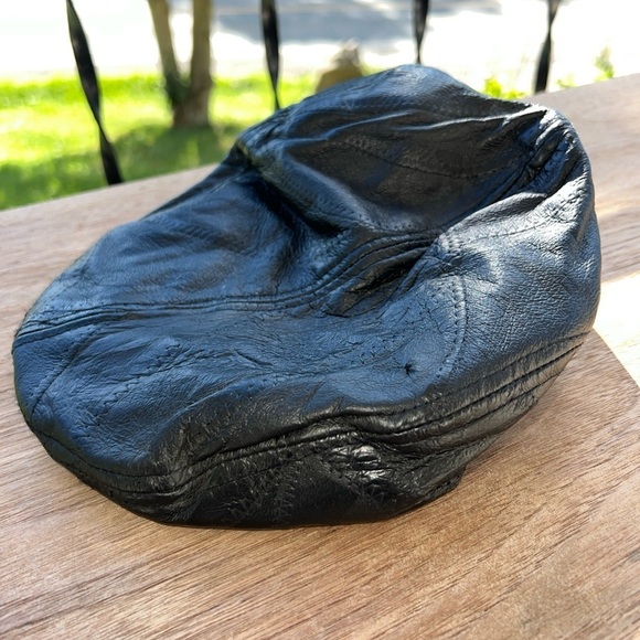 Newsboy Cap (Black) Leather Shell/Fabric Lining-unbranded - Picture 2 of 7